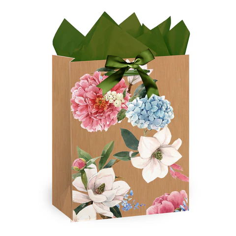 Пакет подарочный (1 штука) 18х10х23 см (M), "Flowers", ассорти, глиттер, c тишью, ЗОЛОТАЯ СКАЗКА, 700808