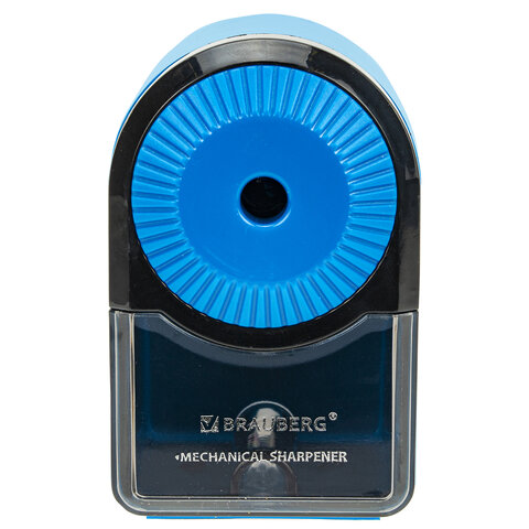 Точилка механическая BRAUBERG ULTRA для чернографитных и цветных карандашей, крепление к столу, цвет корпуса голубой с черным, 271342
