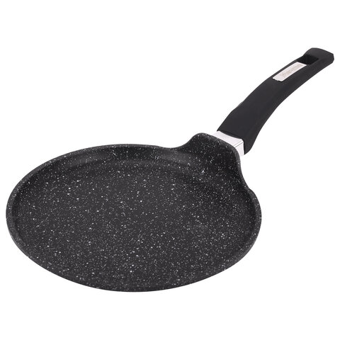 Сковорода блинная 22 см антипригарное покрытие, soft-touch ручка, МЕЧТА "Гранит Black", черная, 12802