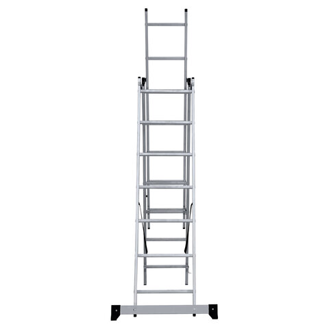 Лестница-трансформер 3-х секционная 3х7 ступеней, высота 4,5 м (3 секции по 1,9 м), нагрузка 150 кг, алюминий, НОВАЯ ВЫСОТА, 1230307