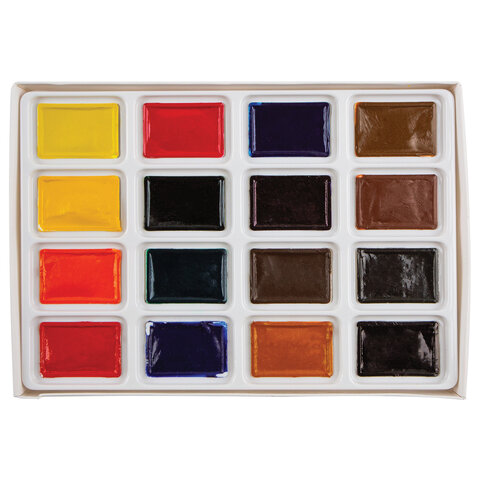 Краски акварельные художественные "Сонет", 16 цветов, кювета 2,5 мл, картонная коробка, Невская Палитра, 3541138