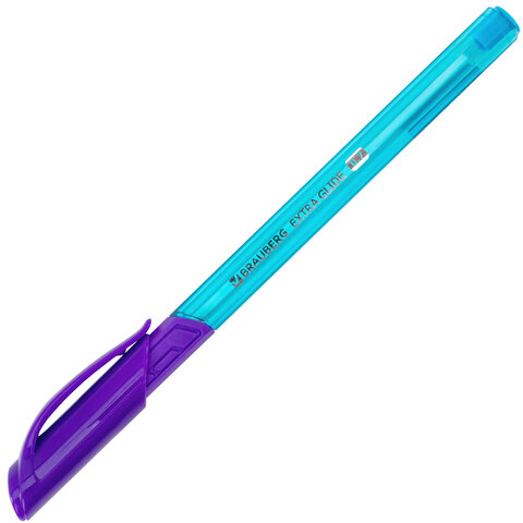 Ручка шариковая масляная с грипом BRAUBERG "Extra Glide GT Color", СИНЯЯ, трехгранная, игольчатый наконечник 0,7 мм, линия 0,5 мм, 144264