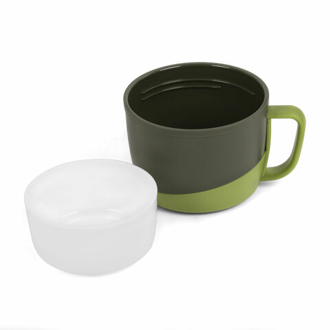 Термос классический, нержавеющая сталь, 2 л, черно-оливковый, 2 кружки, ручка + ремешок, TAIGARU (ТАЙГАРУ), 608816