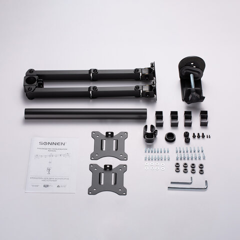 Кронштейн для двух мониторов настольный VESA 75х75, 100х100, 17"-32", до 16 кг, SONNEN STATIC, 455943