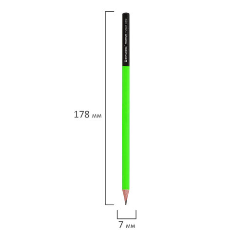Карандаш чернографитный BRAUBERG "PREMIUM TURKEY", 1 шт., "Ultra", НВ, ассорти, дисплей,181570