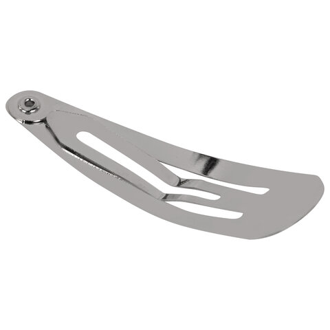 Заколки для волос НАБОР 10 шт., 5 см, клик-клак, глянцевый, серебристый, MONTE VITA (МОНТЕ ВИТА), 457079