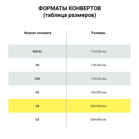 Конверты С4 (229х324 мм), отрывная лента, 100 г/м2, КОМПЛЕКТ 500 шт., внутренняя запечатка, 48927