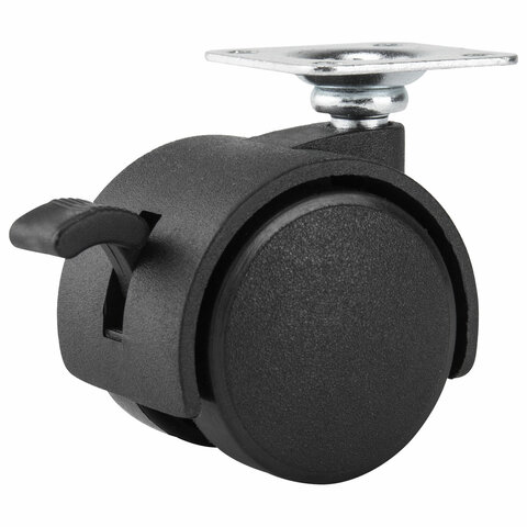 Колеса (ролики) для мебели, пластиковые d 35 мм, КОМПЛЕКТ 4 шт., черные, в пакете, WBZ (ВБЗ), 533090