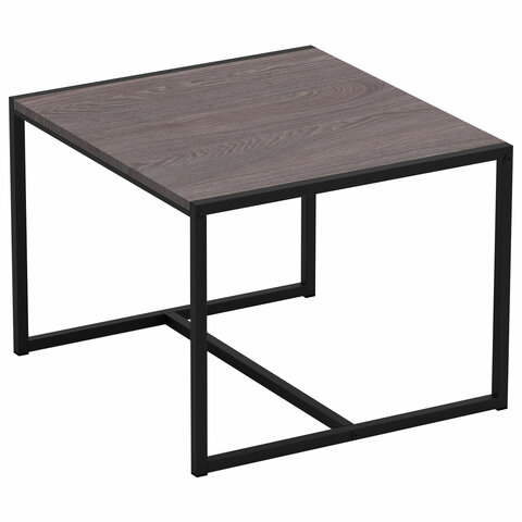 Стол журнальный "Систа", 640х590х460 мм, ЛОФТ, металл/ЛДСП ясень шимо темный