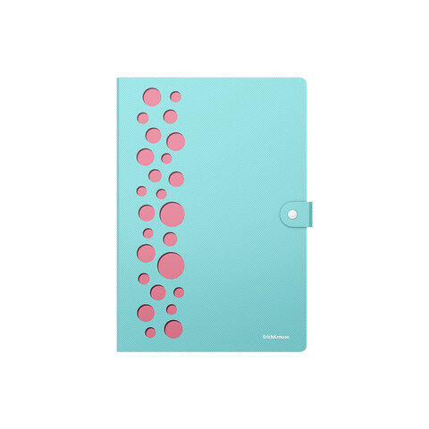 Папка-органайзер на кнопке 4 отделения, ERICH KRAUSE "Diagonal Pastel", 600 мкм, до 150 л., А4, ассорти, 61211