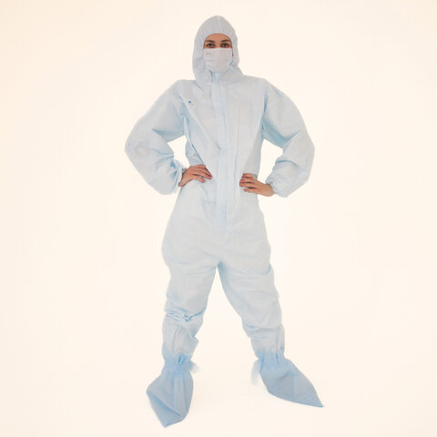 Комплект одноразовой одежды защитный КХ-87 (комбинезон, бахилы, маска), размер 56-58, ГЕКСА