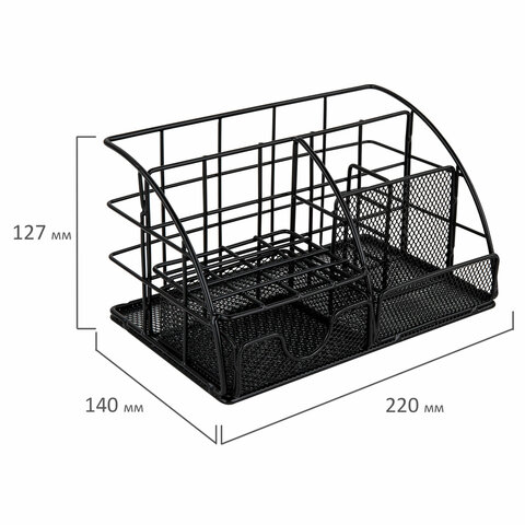 Органайзер для косметики и мелочей металлический 5 секций, MONTE VITA (МОНТЕ ВИТА), 140х220х127 мм, чёрный, 272478