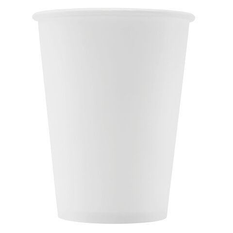 Стакан одноразовый бумажный 300/430 мл, D 90 мм, КОМПЛЕКТ 50 шт., однослойные, белые, холодное/горячее, ФОРМАЦИЯ, HB90-430-0000, HB90-430-0000-5
