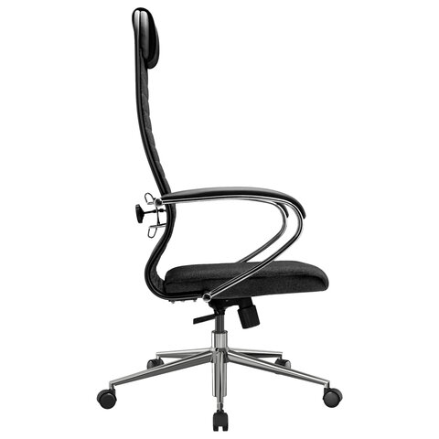 Кресло офисное МЕТТА "К-27" хром, ткань, сиденье и спинка мягкие, черное