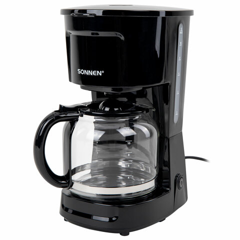 Кофеварка капельная SONNEN CM1095, 900 Вт, объем 1,8 л, подогрев кофе, противокапельная система, черная, 456334