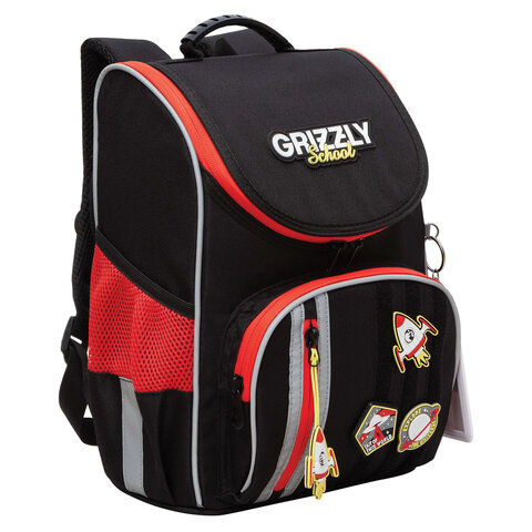 Ранец GRIZZLY анатомическая спинка, с мешком для обуви, для мальчиков, "ASTRONAUT", 33х25х13 см, RAm-385-6/1