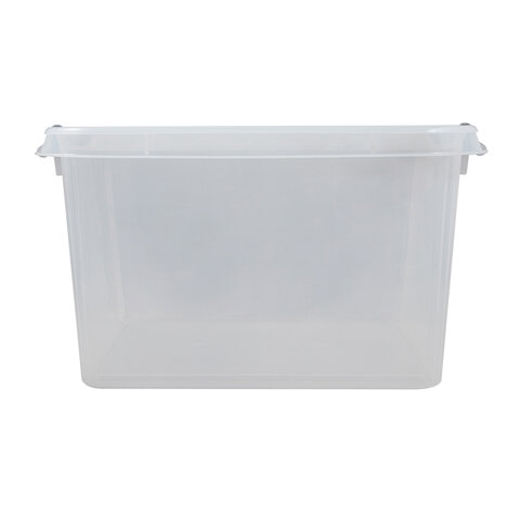 Ящик-контейнер 36 л с КРЫШКОЙ НА ЗАЩЕЛКАХ "ПРОФИ", 29х50х39 см штабелируемый, ПРОЧНЫЙ, прозрачный, 437950000