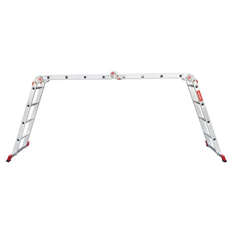 Лестница-трансформер алюминиевая 4х4 ступени, высота 4,5 м (4 секции по 1,2 м) до 150 кг, вес 16,5 кг, НОВАЯ ВЫСОТА, 3320404