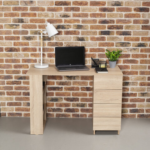 Стол письменный/компьютерный BRABIX "Scandi CD-016", 1100х500х750 мм, 4 ящика, дуб сонома, 641892, ЦБ013707-2