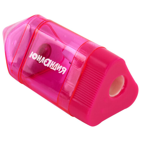 Точилка ЮНЛАНДИЯ "Карандашик", со стирательной резинкой, с контейнером, пластиковая, ассорти, 228440