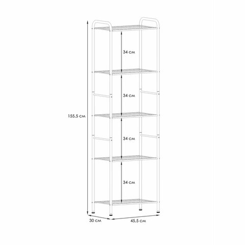 Стеллаж на металлокаркасе "Валенсия-15", 455х300х1555 мм, 5 полок, черный, СТВ15 Ч