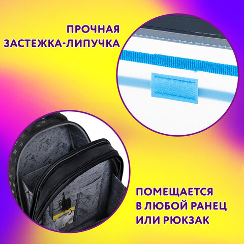 Папка для тетрадей ЮНЛАНДИЯ А5, пластик, 2 отделения, клапан на липучке, "No limit", 273334