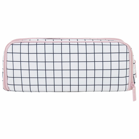 Пенал-органайзер BRAUBERG, 2 откидные планки, полиэстер, 23x9х7 см, "Checkered white", 272315