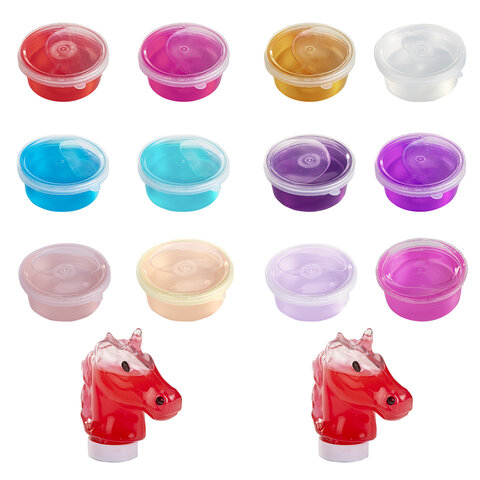 Набор слаймов 14 цветов, 52 аксессуара, в колорбоксе, ЮНЛАНДИЯ, 663777