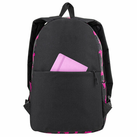 Рюкзак BRAUBERG POSITIVE универсальный, карман-антивор, "Pink Rabbits", 42х28х14 см, 270780