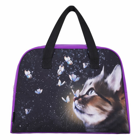 Сумка для занятий BRAUBERG с ручками, 35x25x15 см, "Dream cat", 271592