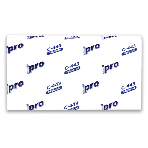 Полотенца бумажные 190 шт., PROtissue (H2) PREMIUM, 2-слойные, белые, КОМПЛЕКТ 21 пачка, 24х21,5 см, Z-сложение, С443