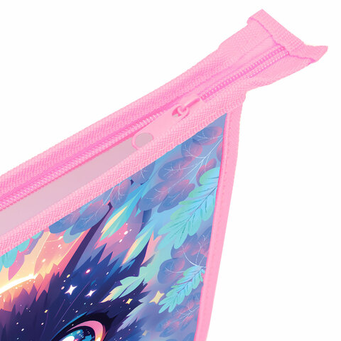 Папка для тетрадей ПИФАГОР А5, 1 отделение, пластик, на молнии, "Magic kitty", 273327