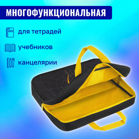 Папка на молнии с ручками BRAUBERG А4, 1 отделение, полиэстер, 80 мм, "Venomous spider", 271485