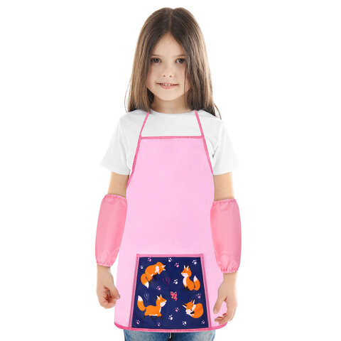 Фартук с нарукавниками для уроков труда ПИФАГОР, 1 карман, 46х54 см, "Playing foxes", 273621