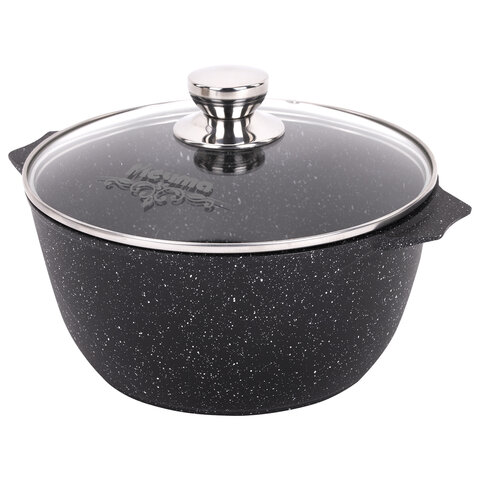 Набор посуды (сковорода 26 см, кастрюля 5 л, ковш 1,7 л, 2 съемных ручки, 2 крышки), МЕЧТА "Гранит Black", 001802