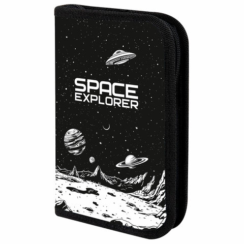 Пенал ПИФАГОР, 1 отделение, ламинированный картон, 19х11 см, "Space invader", 273469