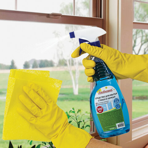 Средство для мытья стекол и зеркал 500 мл "Морозная свежесть", распылитель, ЛЮБАША, 608534