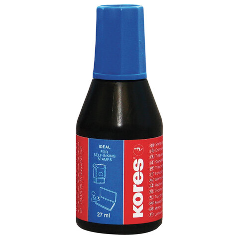 Краска штемпельная KORES синяя 28 мл, на водно-масляной основе, 71304, 3181