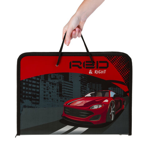 Папка для труда на молнии с ручками ПИФАГОР А4, 1 отделение, пластик, органайзер, "Speed", 270158