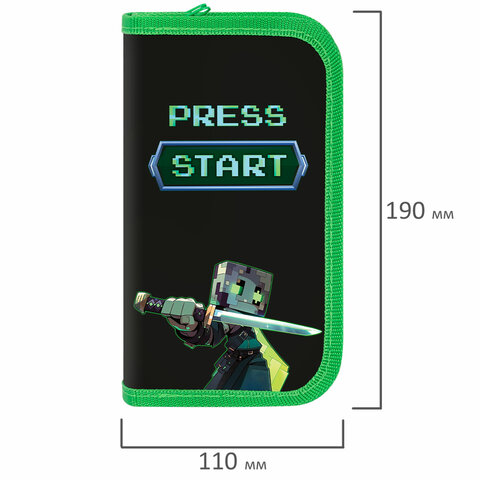 Пенал ПИФАГОР, 2 отделения, ламинированный картон, 19х11 см, "Sharp sword", 273483