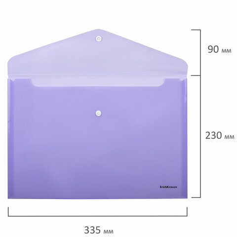 Папка-конверт с кнопкой ERICH KRAUSE "Diagonal Pastel", А4, до 120 л., непрозрачная, ассорти, 0,18 мм, 50322