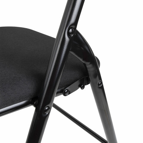 Стул складной BRABIX "Golf CF-007", чёрный каркас, чёрная ткань, гофрокороб, 533025