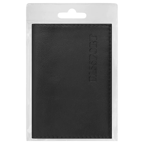 Обложка для паспорта натуральная кожа галант, "PASSPORT", черная, BRAUBERG, 237179