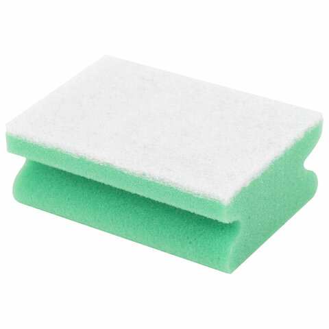 Губка для посуды 12х8,6х4,8 см, 1 шт., MEGA, поролон с абразивным слоем, профильная, кафель/уборка/посуда, LAIMA К1013, 601556