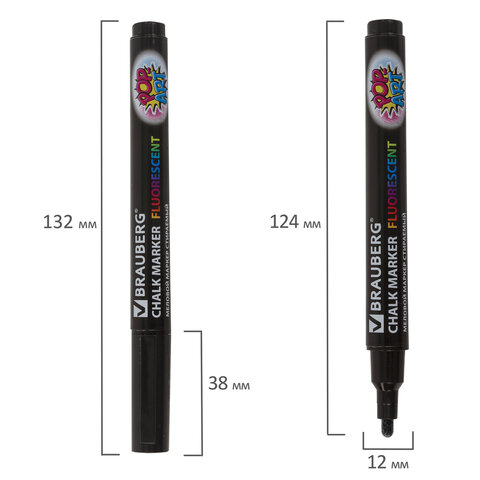 Маркер меловой "POP-ART" ЧЕРНЫЙ, 3,5 мм, стираемый, для гладких поверхностей, BRAUBERG, 151525