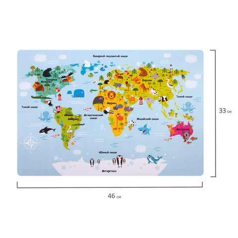 Настольное покрытие ПИФАГОР, А3+, пластик, 46x33 см, "Map", 270403