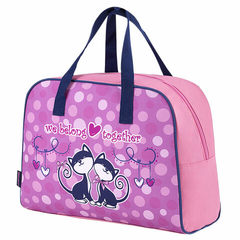 Сумка для занятий BRAUBERG с ручками, 35x25x15 см, "Friendly kittens", 271589