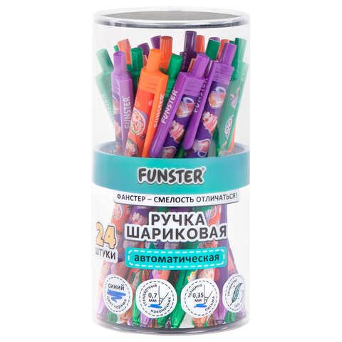 Ручка шариковая автоматическая с принтом FUNSTER (ФАНСТЕР) "TASTY FOOD", корпус soft-touch, СИНЯЯ, узел 0,7 мм, линия письма 0,35 мм, 144403