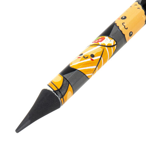 Карандаш чернографитный с принтом BRAUBERG "JAPAN FOOD", 1 шт., HB, с ластиком, корпус ассорти, 182022