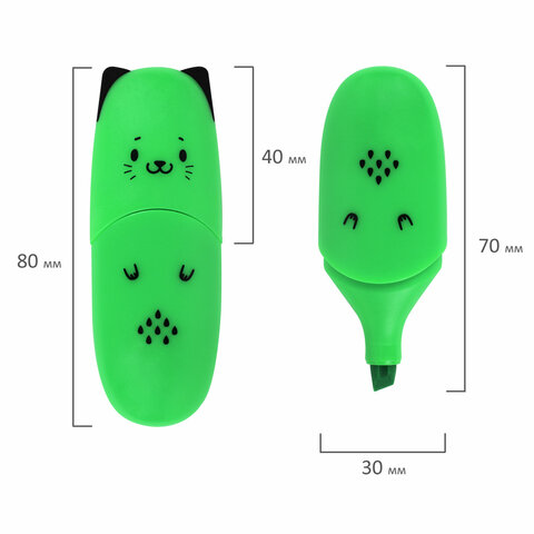 Набор текстовыделителей мини 12 ЦВЕТОВ BRAUBERG KIDS "CUTE CATS", линия 1-5 мм, 152437